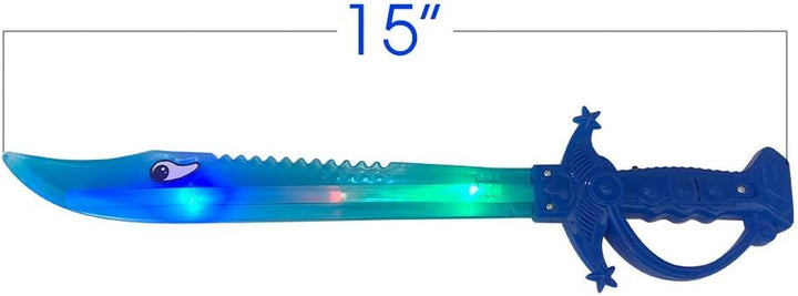 Light up Shark Sword for Kids (Set of 2) - 15 Inch Light up Boy Toys with Flashing LED Lights, Toys for Boys 4-6 - Fun Play Swords Gifts That Elevate Your Kids Custume