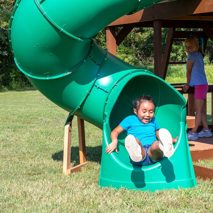 Tall Spiral Tube Slide - Left Exit, Green - Mounts to 5 Ft. Deck Height
