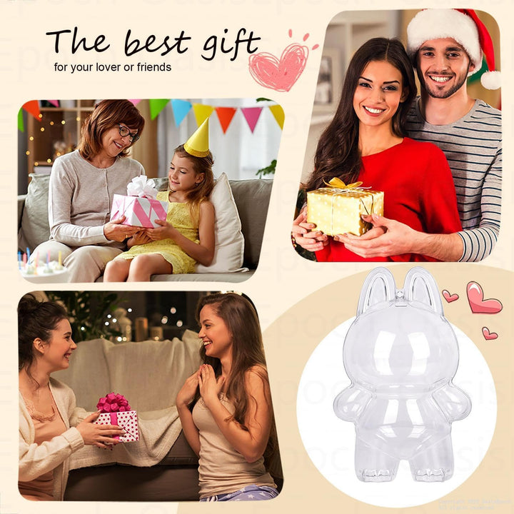 Protective Case Compatible with LABUBU Doll - Crystal-Clear Hard Display Box with Keychain & Dustproof Cover, Secure Backpack Hooks for Shelf/Outdoor Showcase (Doll Not Included)（Standing）