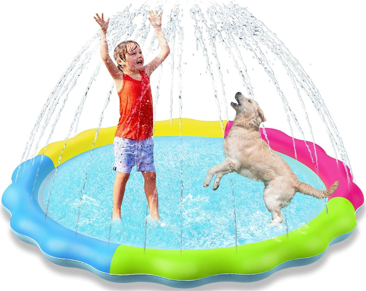 Kids Dog Splash Pad Sprinkler -  Non Slip Dog Sprinkler Pad Splash Pool Puppy Dogs Pool Summer Outdoor Water Toys Backyard Durable Splash Pad for Toddlers Kids Small Medium Large Dogs Pet