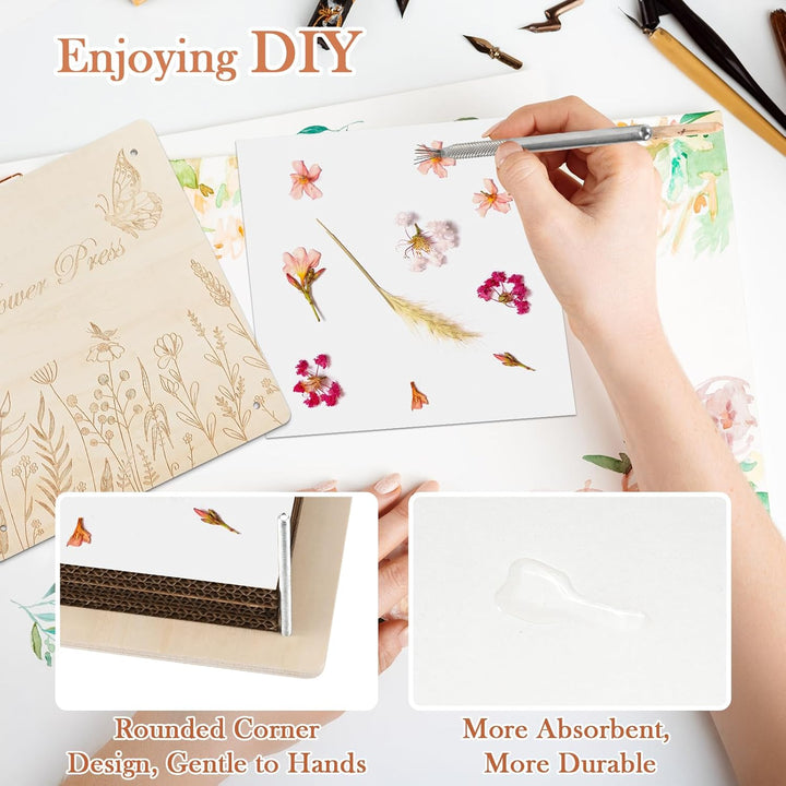 Extra Large 11”X11” Flower Press - 10-Layer Wooden Press for DIY Flower Preservation with Storage Bag, Adult Craft Kit
