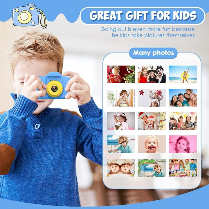 Kids Camera Toys Christmas Birthday Gifts for Boys and Girls Kids Toys 3 4 5 6 7 8 9 Year Old HD Digital Video Camera for Toddler with 32GB SD Card (Blue)