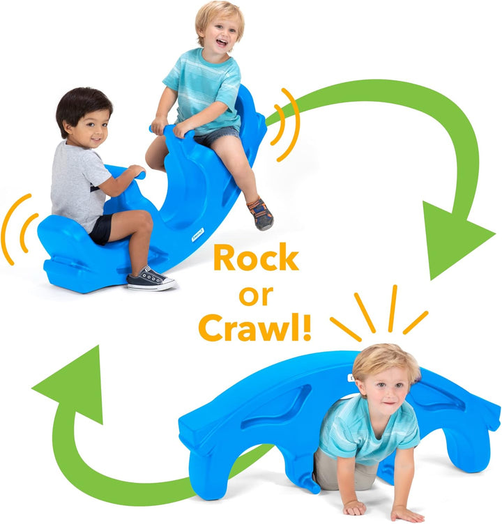 Rock and Roll Teeter Totter Seesaw - Rocking Fun for Two Toddlers or Kids Ages 18 Months to 5 Yrs- Sapphire, Made in USA