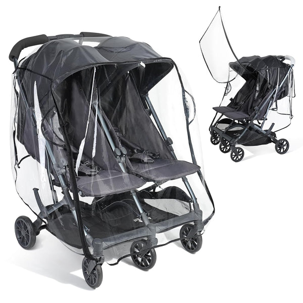 Double Stroller Rain Cover, Universal Stroller Cover for Side by Side Baby Stroller, Breathable Weather Shield for All-Weather Protection from Rain/Snow/Dust