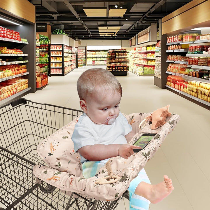 Shopping Cart Cover for Baby 2 in 1 High Chair Covers for Restaurant Comfortable Grocery Cart Seat Covers for Infant, Toddler Universal Suitable for Most Shopping Carts Machine Washable, Dinosaur