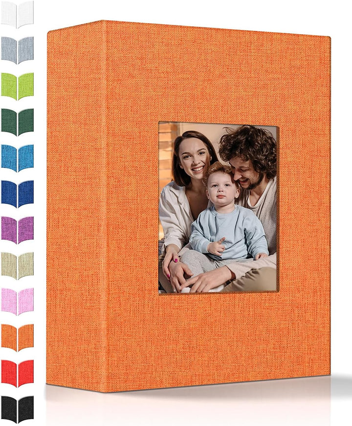 Photo Album 4X6 with 300 Pockets,Slip-In Picture Albums,Linen Cover Memory Book with Front Window,White Page Vertical Photo Book for Wedding,Family,Anniversare,Baby,Vacation