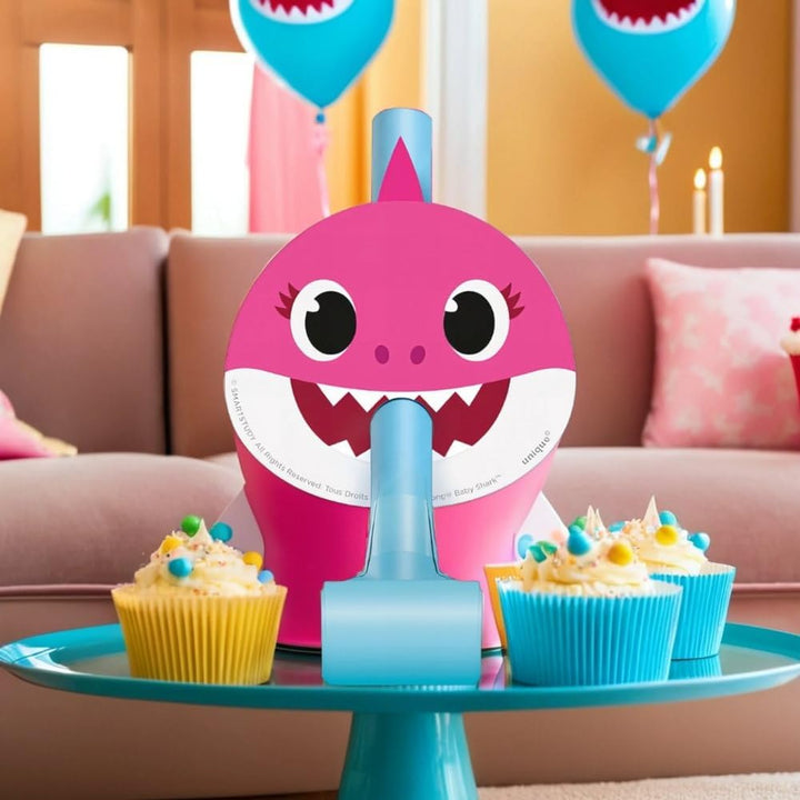 Baby Shark Party Blowouts (Pack of 8) - Multicolored Celebration Noisemakers, Perfect for Kids Birthdays and Themed Events