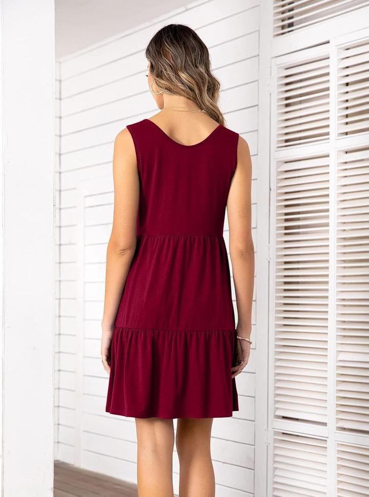ROLVK Women'S Casual Dresses Solid Button Smock Dress Charming Mystery Special Beautiful