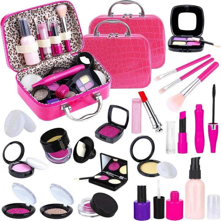 Pretend Makeup Kit for Girls, Kids Pretend Play Makeup Set - with Cosmetic Bag for Birthday Christmas, Toy Makeup Set for Toddler, Little Girls Age 3+(Not Real Makeup)