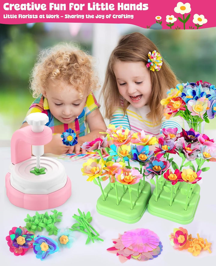 Fabric Flower Bouquets Craft Kit, DIY Arts and Crafts for Kids 4 5 6 7 8 9 Year Toddler Girl - Flowers Market Toy Educational Activity and Birthday Gift Toys Gifts Ideas for Boys Girls