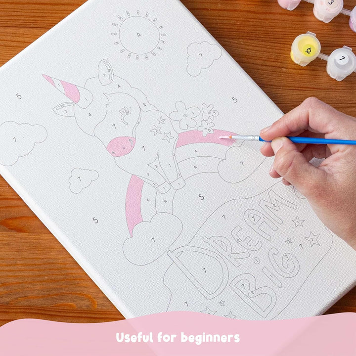 Paint by Numbers Kit for Kids Unicorns Pack 3 Canvas Paint by Number Canvas Framed Pre Drawn, Unicorn Gifts for Girls | Arts and Kids Crafts 4-6 8-12, Pintar Por Numeros | Unicorn Craft