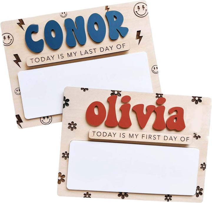 Personalized First and Last Day of School Chalkboard Sign, Custom Back to School Board for Kindergarten, Fun and Memorable, Perfect for Capturing Special Moments