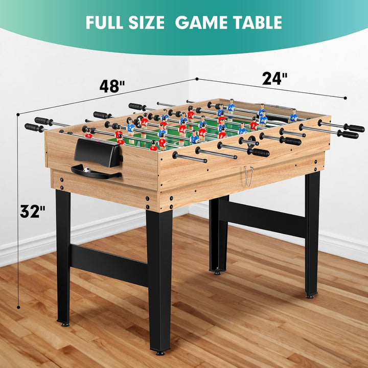 12-In-1 Game Table - 48" Combo Game Table, Ping Pong Table, Foosball Table, Air Hockey Table, Pool Table - Sports Arcade Games with Accessories - Ideal for Game Rooms and Family Game Nights!