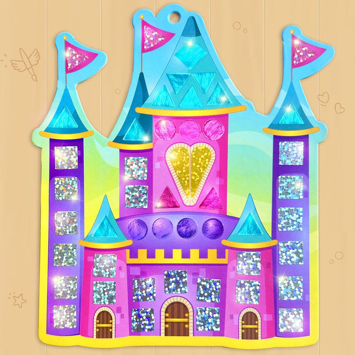Mirror Mosaic Princess & Unicorn Kids Art Set | DIY Craft Kit | Foil Stickers for Kids | Birthday Gift for Girls and Boys Ages 3,4,5,6,7,8 | 3 Year Old Girl Gifts