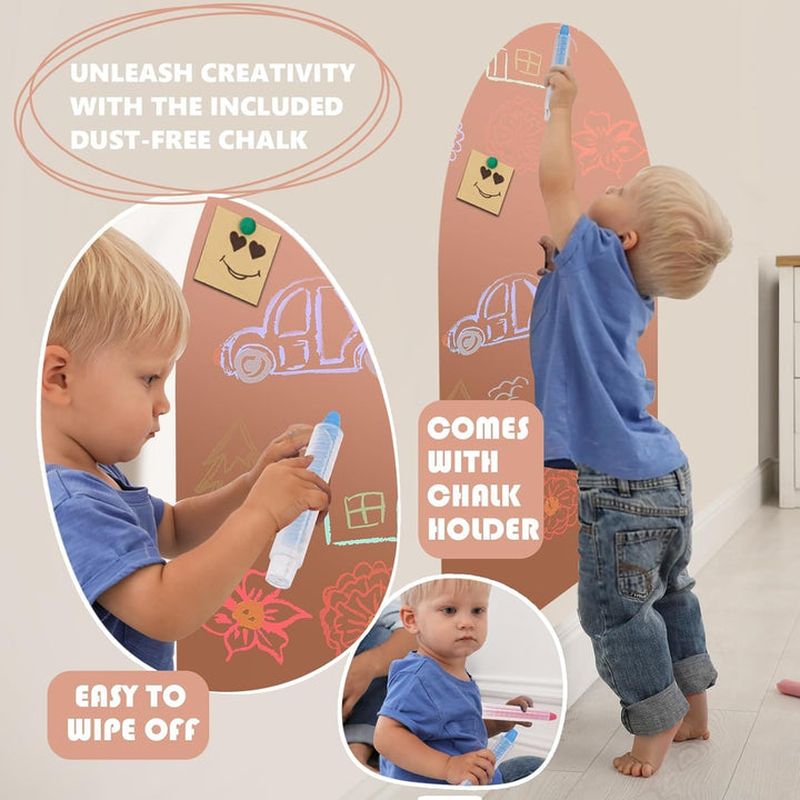 Magnetic Wall Decal Arch, 15" X 31" Magnetic Chalk Board Sticker for Kids, Playroom, Home（Milk Tea）