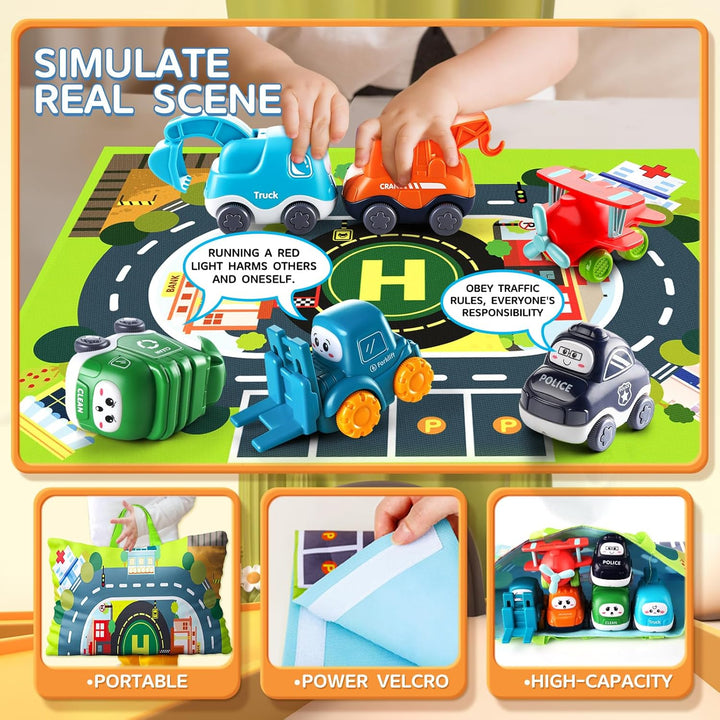 Big Cartoon Truck Car Toys for 1 Year Old Boy with Playmat/Storage Bag|Baby and Toddler Toys 12-18 Months & Age 1-2|1St Birthday Gift for 1 2 Year Old Boy
