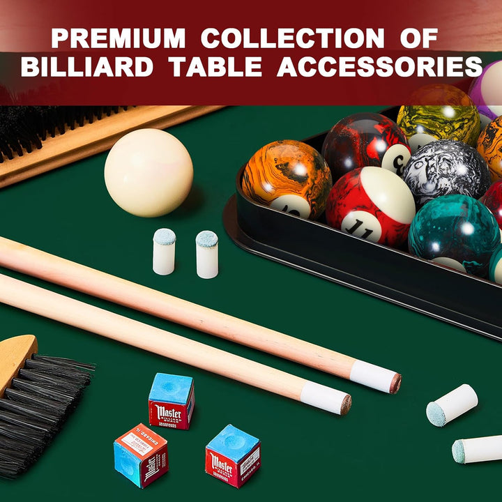 71Pcs Pools Table Accessories Billiards Balls with Triangle Stand Pool Cue Chalks Cue Spot Sticker Brush