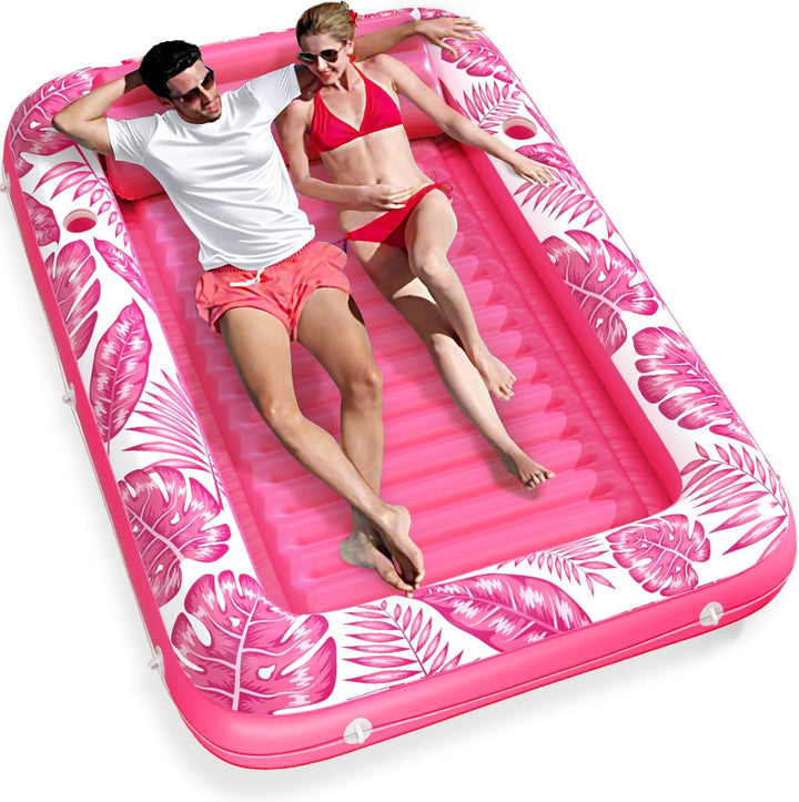 Inflatable Tanning Pool Lounger Float -  4 in 1 Sun Tan Tub Sunbathing Pool Lounge Raft Floatie Toys Water Filled Tanning Bed Mat Pad for Adult Blow up Kiddie Pool Kids Ball Pit Pool (L)