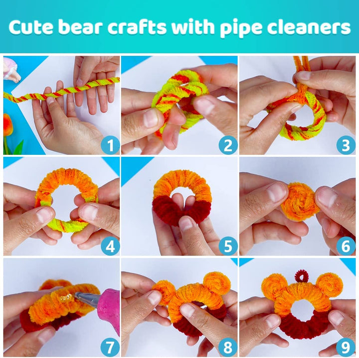 200Pcs 20Colors, Pipe Cleaners, Chenille Stems, Pipe Cleaners for Crafts, Pipe Cleaner Crafts, Art and Craft Supplies