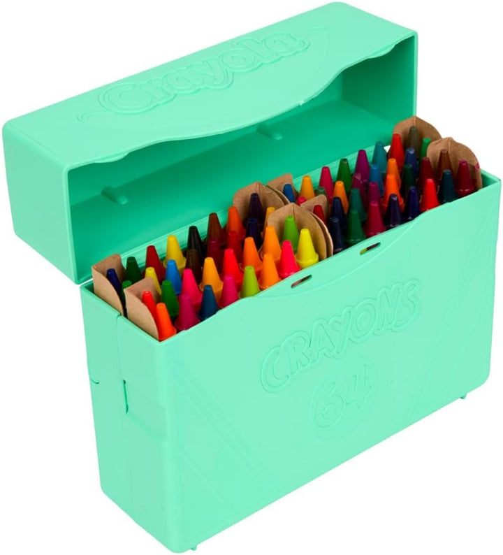 Crayon Box (64 Count), with Limited Edition Colors & Plastic Case, Arts & Crafts Coloring Supplies for Kids, Back to School Essentials, Ages 3+
