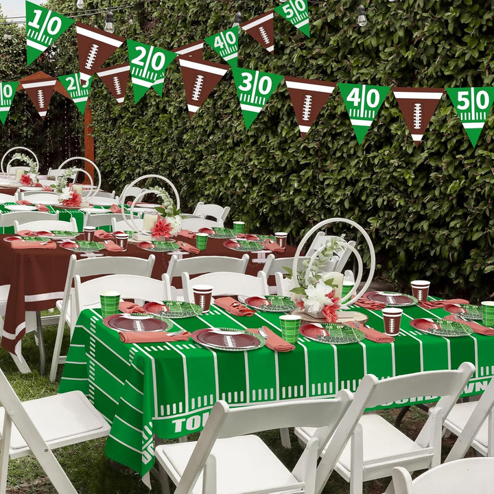 Football Party Decorations Disposable Tablecloth Plastic Touchdown Table Cover for Birthday Football Party Games Decoration 54 X 108Inch，2 Pack