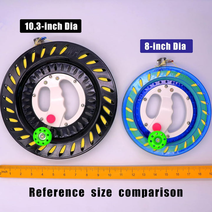 Kite Reel for Adults, 10.3 Inches Dia with 2600Ft String, Line Winder with Lock and Connector, Kite String Spool for Adults (Black)