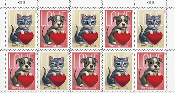 Love 2023 Forever First Class Postage Stamps - Valentine, Wedding, Celebration, Anniversary, Romance, Party 1/2 Sheet (10 Stamps)