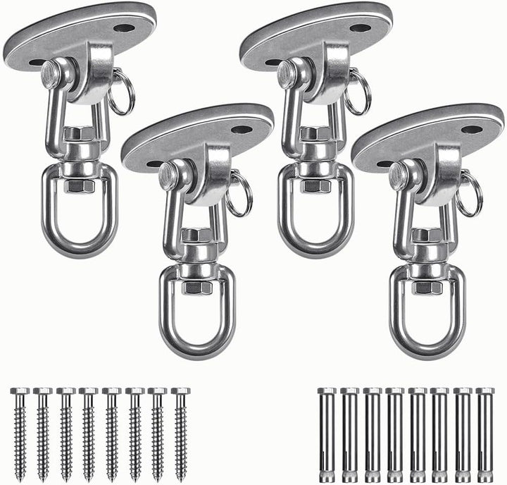 Ceiling Swing Mount Stainless Steel Swing Hangers Free Swivel Swing Hooks for Yoga Swing Indoor Outdoor Swing Set Porch Swing Chair Punching Heavy Bag 2000 Lbs Capacity Each 2 Pack