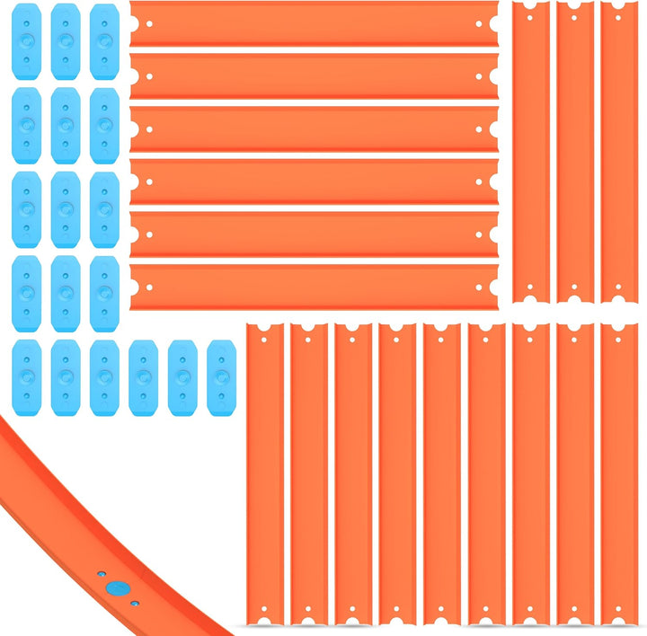 Replacement Track Set Builder Pieces for Hot Wheels Toy Cars 36-Piece Straight Track Set, Connectors Included, 15 Feet of Track