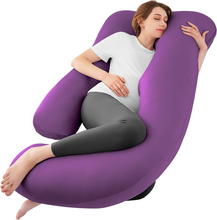 Pregnancy Pillows for Sleeping, U Shaped Cooling Full Body Pillow with Removable Cover, Pregnant Women Must Haves, Maternity Essential, Light Grey