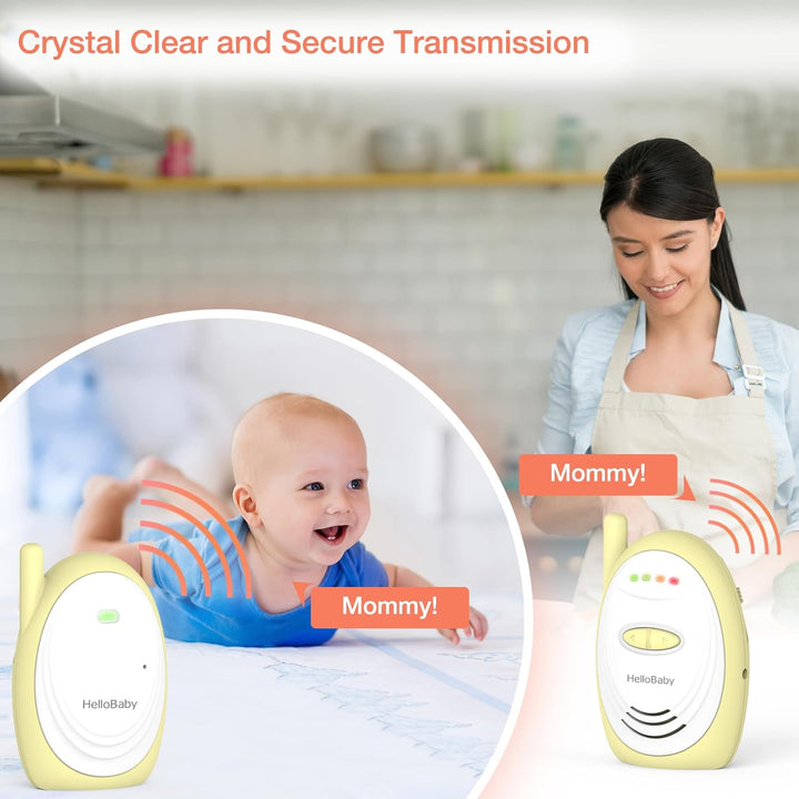 Audio Baby Monitor with 1000Ft Range, Volume Control, Portable 2.4Ghz Digital Wireless Baby Monitor, Audio Surveillance for Baby with High-Sensitivity Mic, USB Connection, HB168