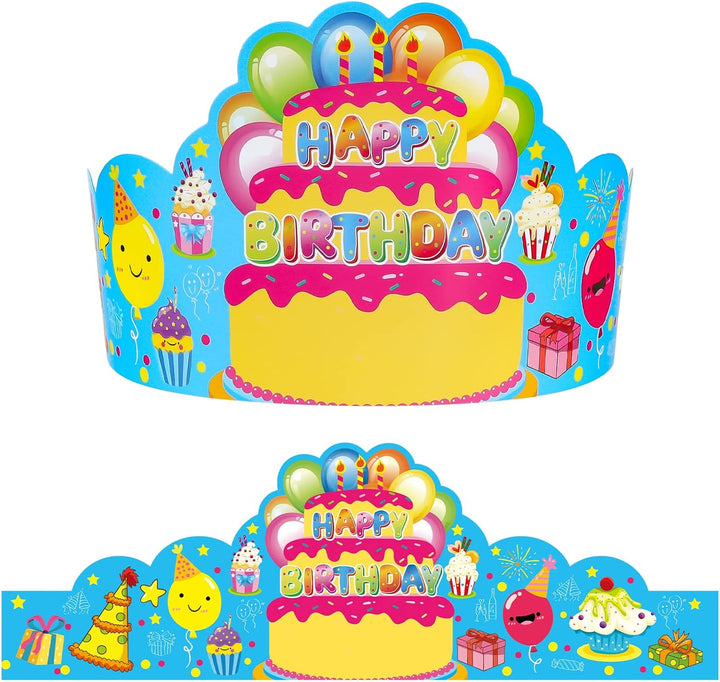 Pack of 36 Birthday Crowns for Kids - Colorful Paper Party Hats for Students Classroom School VBS Party Supplies