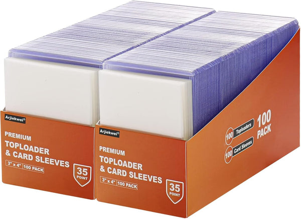 400 Card Sleeves Top Loaders for Cards,  3"X4" Baseball Card Protectors Hard Plastic, Premium Toploaders Card Holder for Trading Sports Football Game Cards(200 Top Loaders + 200 Card Sleeves)
