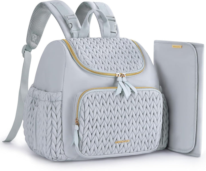 Diaper Bag Small Diaper Backpack Stylish Baby Travel Backpacks with Insulated Pockets, Changing Pad, Stroller Straps