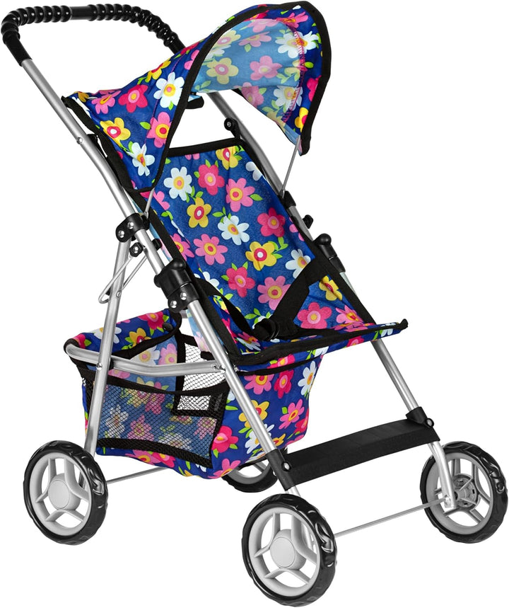® - Doll Stroller My First Baby Doll Strollers Toy - Flower Design with Basket in the Bottom- Doll Accessories 2 Free Magic Bottles Included (Flower Design)