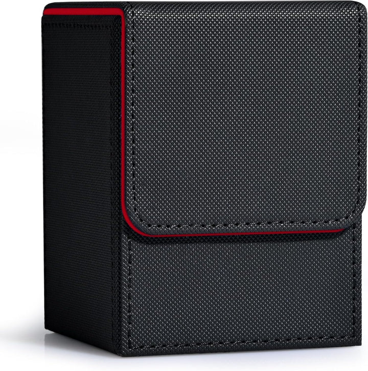 Card Deck Box for Trading Cards, MTG Commander Deck Box Holds 120+ Single Sleeved Cards, Leather Magnetic Card Storage Box Fits for TCG CCG Magic Cards (Black)