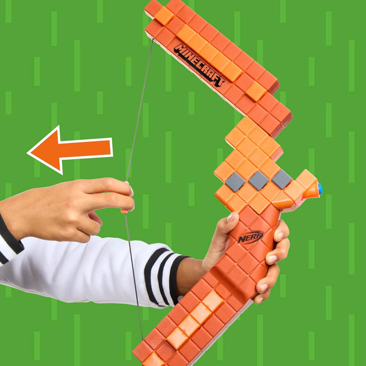 Minecraft Bow Dart Blaster, Pull-Back String Priming, 8  N1 Compatible Only with N1 Dart Blasters, Ages 8+