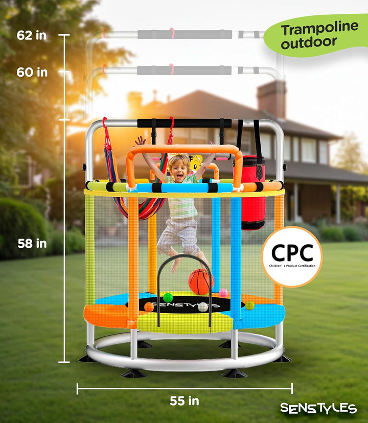 Trampoline for Kids - Anti-Rollover round Bottom - Double Safety Handles - Toddler Trampoline - Perfect for Indoor and Outdoor Play - Gifts for Boys & Girls - a Fun Way to Keep Your Kids Active!