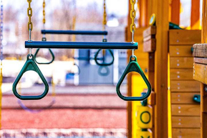 Heavy-Duty Ring Trapeze Bar Combo, Large 20" Trapeze Swing Bar with Triangular Gymnastic Rings and Pinch-Free Coated Swing Chains 43" Long