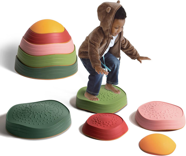 Balance Stepping Stones for Kids, Non-Slip Toddlers Sensory Toys Outdoor or Indoor Play, Promoting Motor Skills and Confidence, Obstacle Course Coordination Toys for Children Age 3 4 5 6 7+