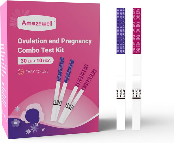 Ovulation Test Strips and Pregnancy Test Strips Kit, Ovulation Strips Fertility Test for Women, 30 LH Test + 10 HCG Test, Ovulation Predictor Kit for Home