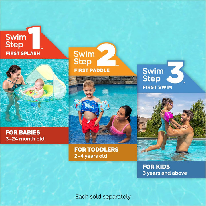 Soft Swimmies Toddler Floaties, Learn-To-Swim Inflatable Pool Floats & Arm Floaties, Swimming Pool Accessories for Kids Aged 3-5, Blue