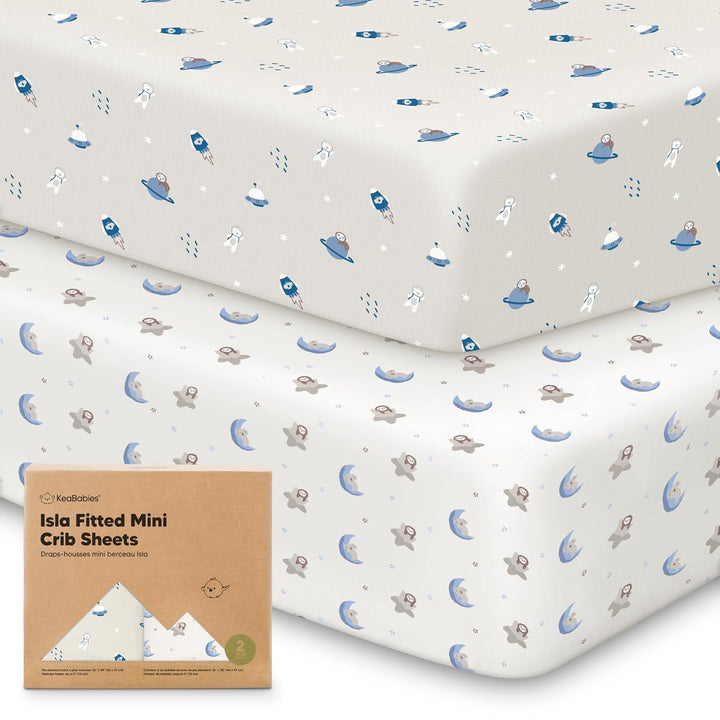 Pack and Play Sheets Fitted - 2-Pack Mini Crib Sheets for Pack N Play Mattress 38X26, Soft & Cozy, Neutral Toddler Playard Bedding, Snug Fitted Mini Baby Crib Mattress Cover Boy, Girl (Butterflies)