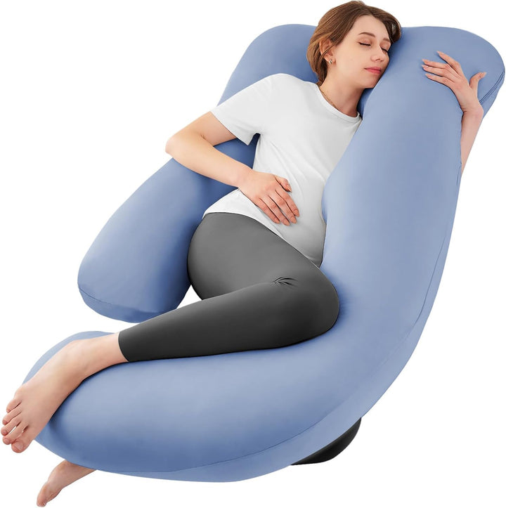 Pregnancy Pillows for Sleeping, U Shaped Cooling Full Body Pillow with Removable Cover, Pregnant Women Must Haves, Maternity Essential, Light Grey