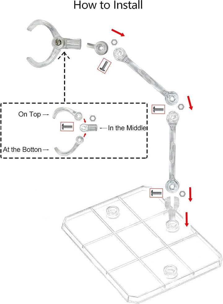 3 Pack Action Figure Stand for 3.75" and 6" Figures - Each Doll Model Support Stand Includes 3 Clamps Sizes,Action Figure Display Holder Base Display Your Action Figures in Style
