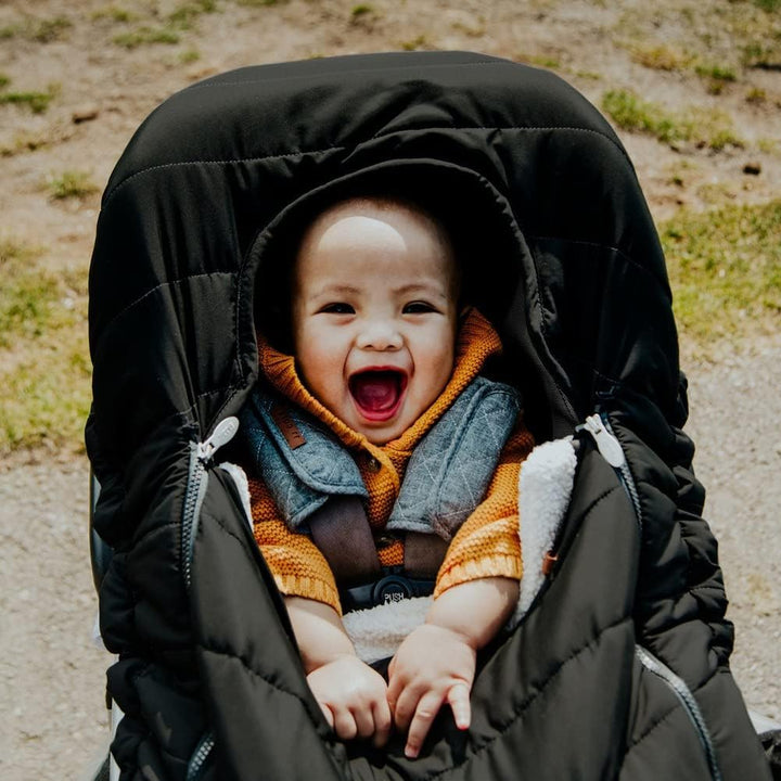 Winter Baby Car Seat Cover - Winter Car Seat Cover for Baby Seat or Stroller - Infant Car Seat Covers with Warm Sherpa Lining - Black