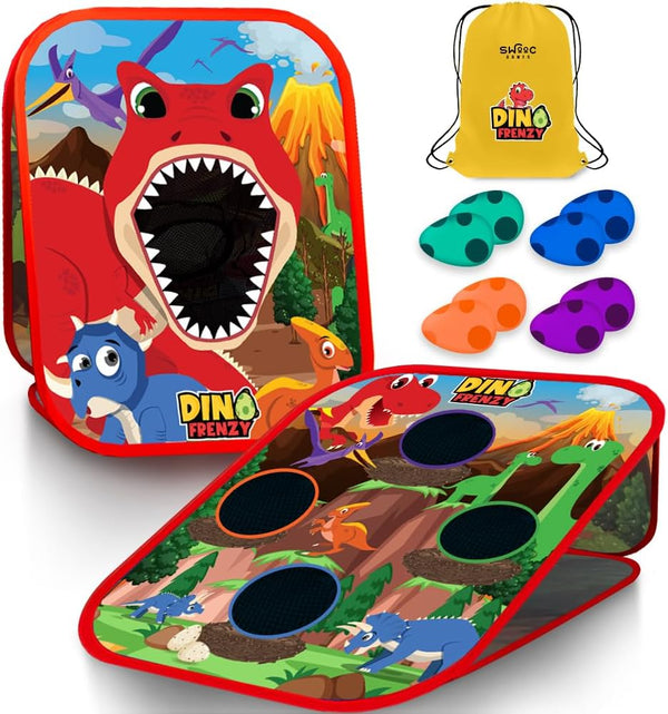 Games® - Dino Frenzy™ | 2-In-1 Corn Hole Games for Kids | 5-Second Setup | Dinosaur Bean Bag Toss Game for Kids | Kid Cornhole Game Set | Toddler Party Activity | outside Bean Bags Kid Tossing