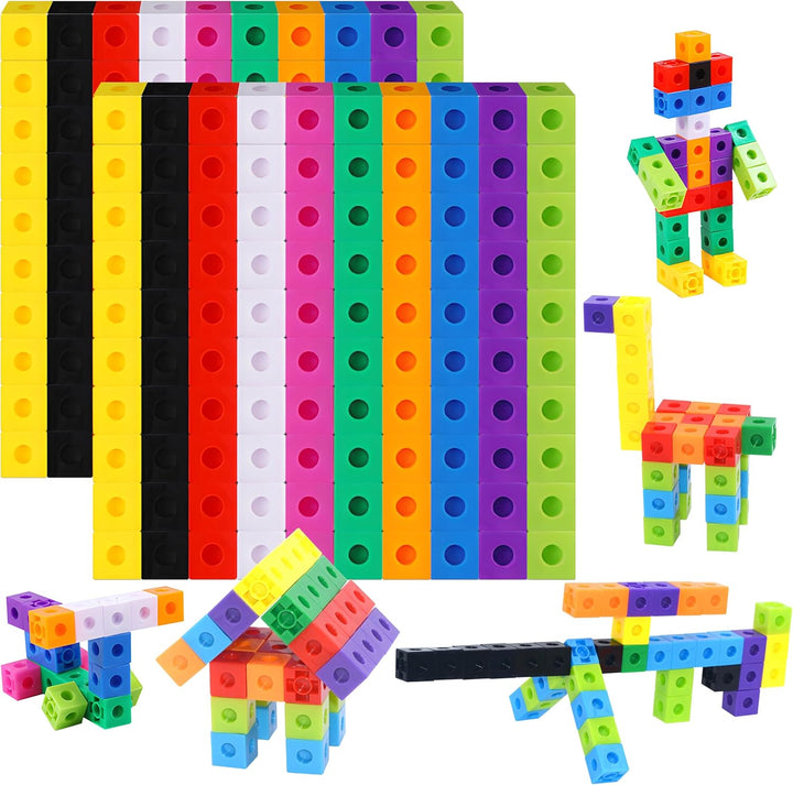 Math Linking Cubes, Math Cubes Manipulatives with Activity Cards Linking Cube Math Counters for Kids Kindergarten Learning Activities