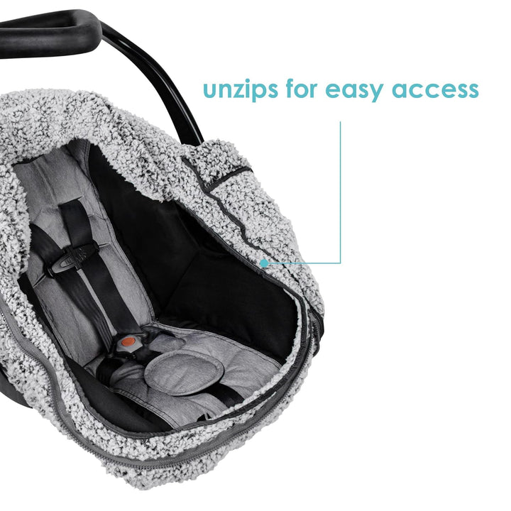 Winter Baby Car Seat Cover - Winter Car Seat Cover for Baby Seat or Stroller - Infant Car Seat Covers with Warm Sherpa Lining - Cuddly Gray