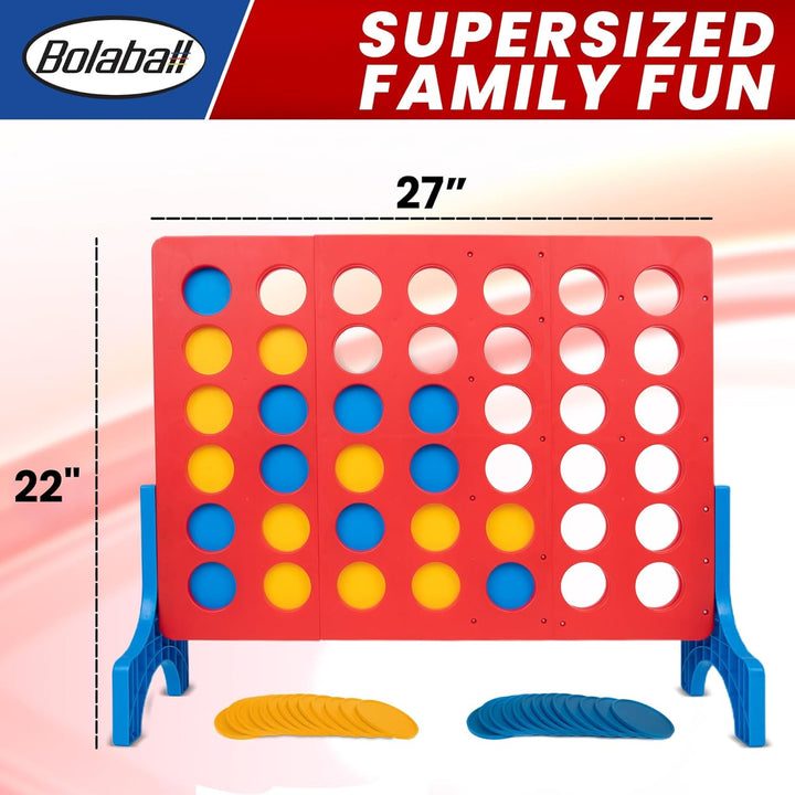 4 in a Row Tabletop Game – 1.8 Ft 4 to Score Game for Kids & Adults, Indoor/Outdoor Family Yard, Portable Party for Home, Picnic & Travel, Plastic Version.